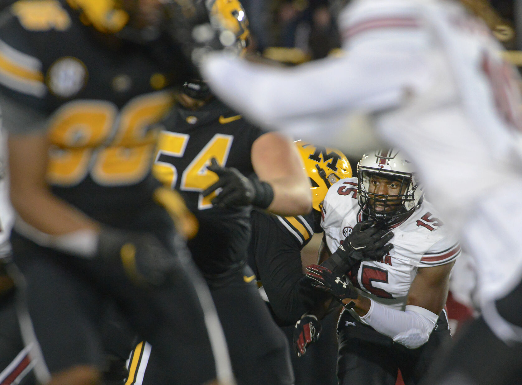 Aaron Strong watches the play